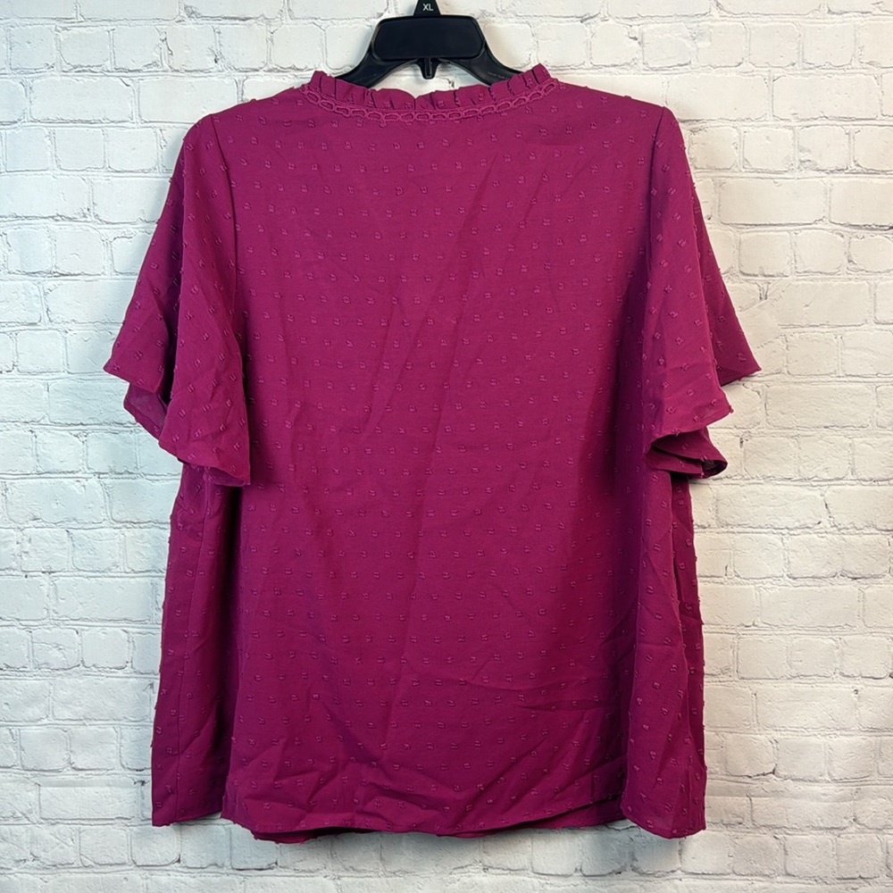 BloomChic Purple Dot V-Neck Flutter Sleeve Top Plus Size 2X - Picture 6 of 6